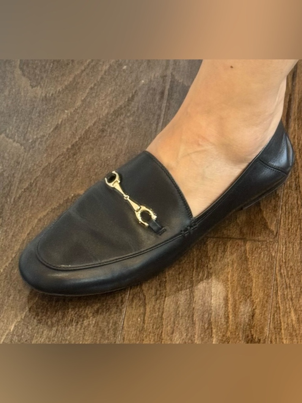 Coach black Leather Loafers with Gold Hardware